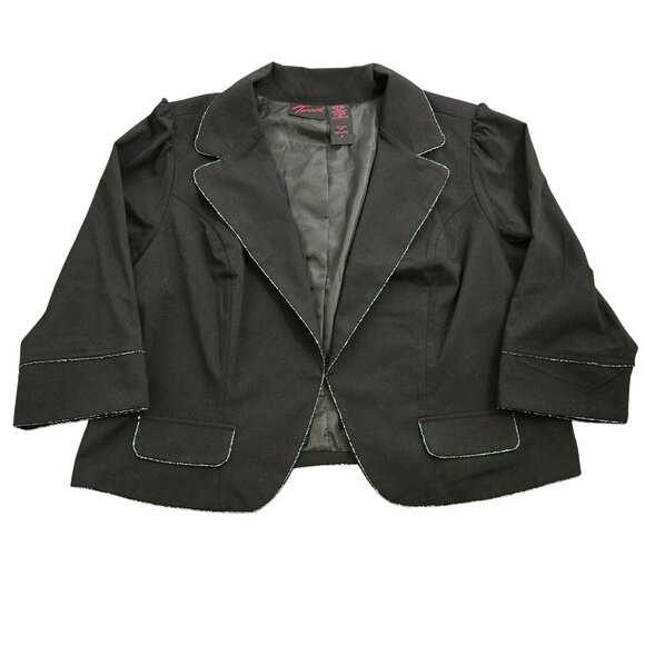 Torrid Women 4 Beaded Trim Black Cropped Blazer Jacket - Picture 1 of 11
